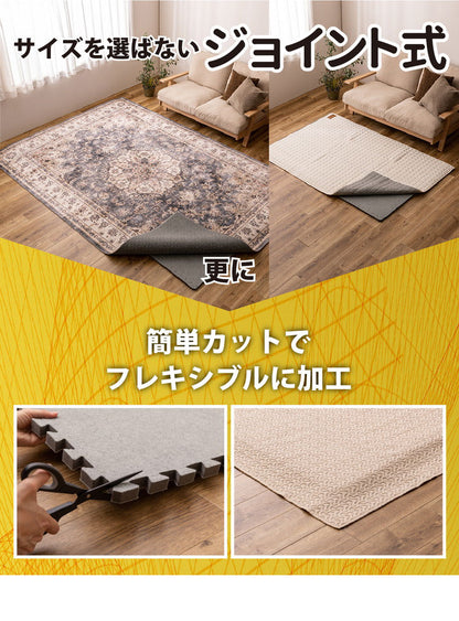 9枚セット ジョイントアンダーラグ 下敷き専用 防音 両面滑り止め ズレ防止 カットOK ジョイント式 約180cm×180cm 約2畳 アツマシ 厚み増し太郎 ふかふか 高密度 低反発 ウレタン(代引不可)