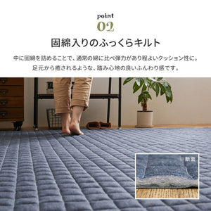 洗えるスウェットキルトラグ ココン 130×190cm 洗濯機で洗えるラグ ウォッシャブルラグ カーペット おしゃれ 無地 シンプル 北欧モダン(代引不可)