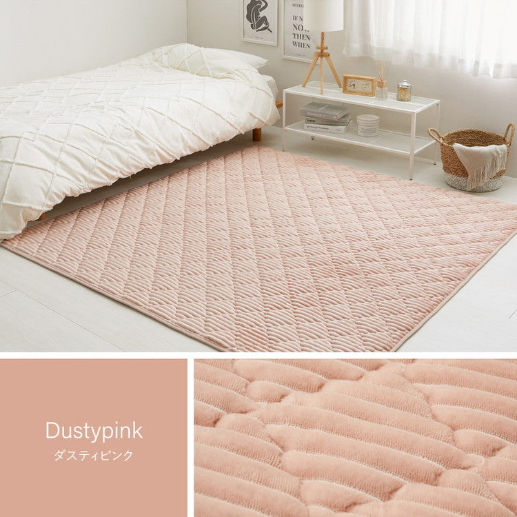 ラグ 190×240cm くすみカラー ふわふわタッチの洗えるキルトラグ モロッカン 可愛い かわいい ラグマット カーペット 床暖房対応 オールシーズン おしゃれ(代引不可)
