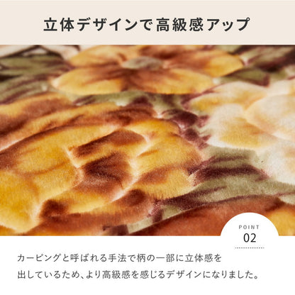 花柄 フランネルラグ 220×220cm エレガント ホットカーペットカバー 床暖房対応 ラグ ラグマット カーペット 絨毯 オールシーズン(代引不可)