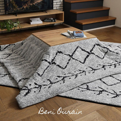 ベニワレン風 デザインこたつ布団 190×290cm 長方形 こたつ布団 コタツ布団 四角 洗える ウォッシャブル 上掛け 炬燵 掛け布団 モロッカン モノトーン おしゃれ(代引不可)