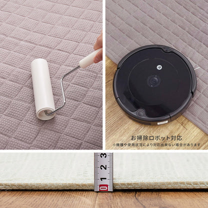 ワッフル生地のコットンラグ 185×185cm 綿100% キルティング 可愛い かわいい オールシーズン おしゃれ(代引不可)