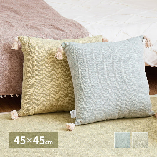 インド綿 背当てクッション アルト 約45×45cm ふっくら コットン100% タッセル付き(代引不可)