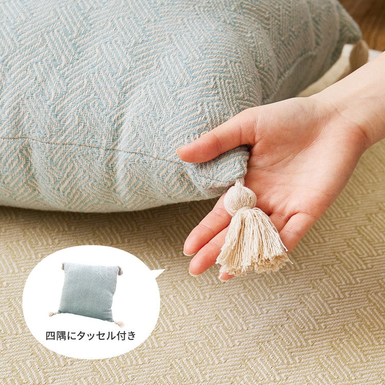 インド綿 背当てクッション アルト 約45×45cm ふっくら コットン100% タッセル付き(代引不可)