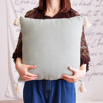 インド綿 背当てクッション アルト 約45×45cm ふっくら コットン100% タッセル付き(代引不可)