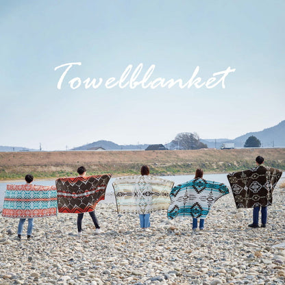 綿100% タオルブランケット 100×178cm アウトドア ビーチタオル 多機能 ブランケット ネイティブ柄 タオルケット エスニック 大判 厚手 キャンプ おしゃれ ひざ掛け マルチカバー(代引不可)