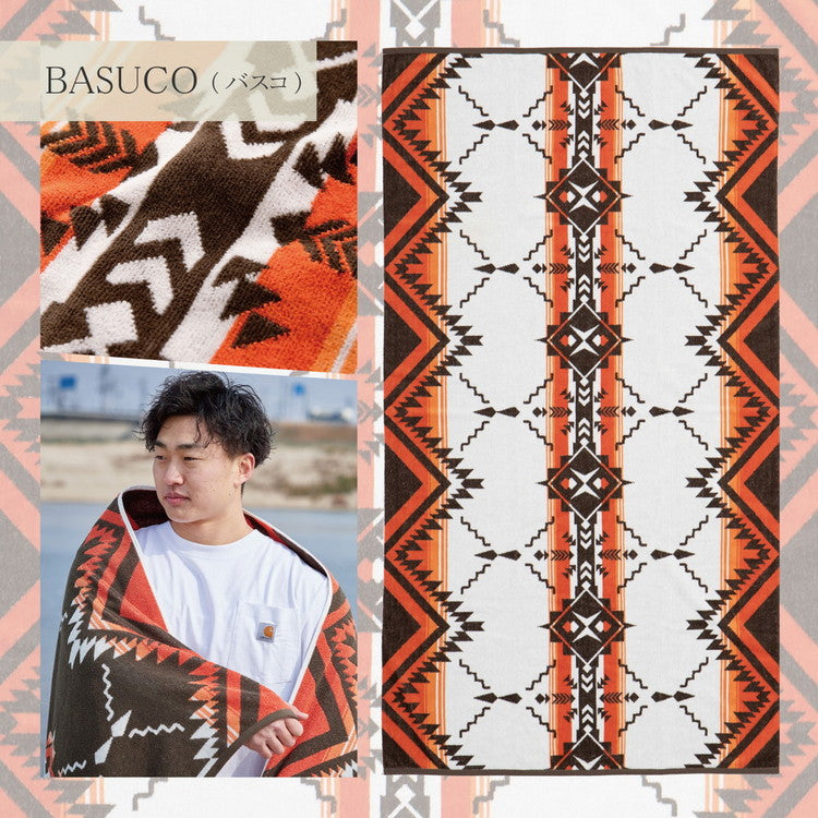 綿100% タオルブランケット 100×178cm アウトドア ビーチタオル 多機能 ブランケット ネイティブ柄 タオルケット エスニック 大判 厚手 キャンプ おしゃれ ひざ掛け マルチカバー(代引不可)