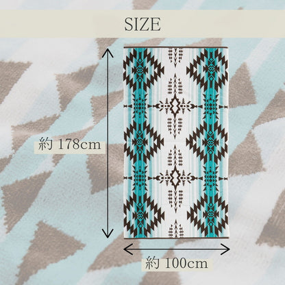 綿100% タオルブランケット 100×178cm アウトドア ビーチタオル 多機能 ブランケット ネイティブ柄 タオルケット エスニック 大判 厚手 キャンプ おしゃれ ひざ掛け マルチカバー(代引不可)