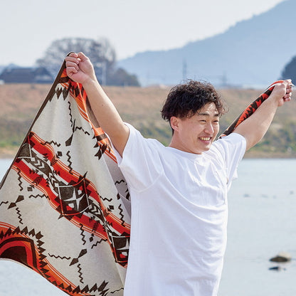 綿100% タオルブランケット 100×178cm アウトドア ビーチタオル 多機能 ブランケット ネイティブ柄 タオルケット エスニック 大判 厚手 キャンプ おしゃれ ひざ掛け マルチカバー(代引不可)