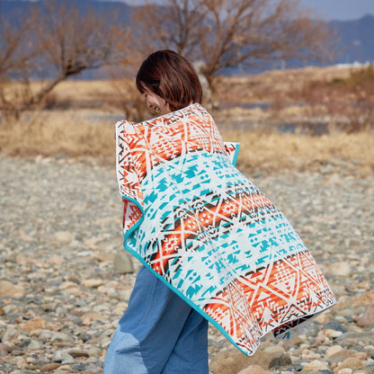 綿100% タオルブランケット 100×178cm アウトドア ビーチタオル 多機能 ブランケット ネイティブ柄 タオルケット エスニック 大判 厚手 キャンプ おしゃれ ひざ掛け マルチカバー(代引不可)
