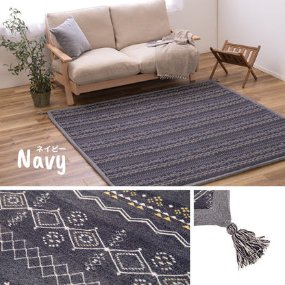 インド綿100%ふっくらラグ ジラル 約63×170cm ふっくら 厚手 ボンディング マット タッセル付き ラグマット オールシーズン(代引不可)