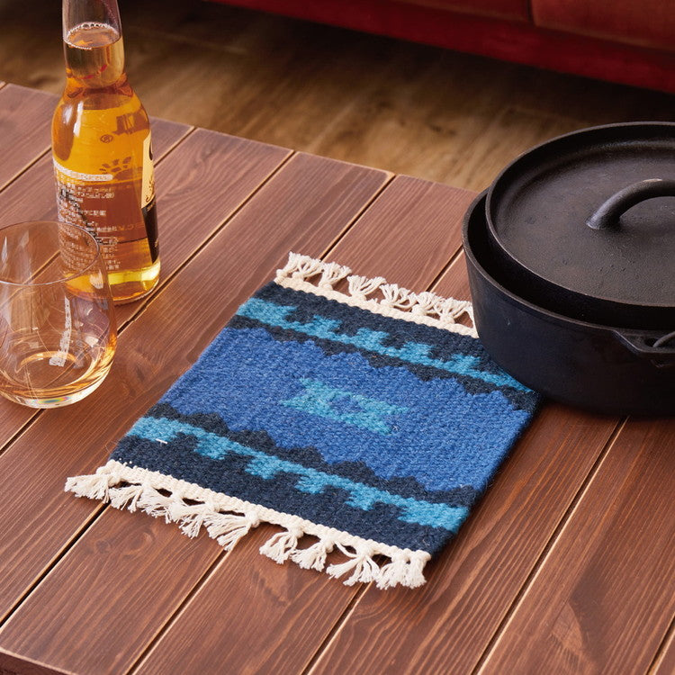 ウール100% 手織り鍋敷き アンシュ イーシュ 約20×20cm キリム 羊毛 キャンプ アウトドア(代引不可)