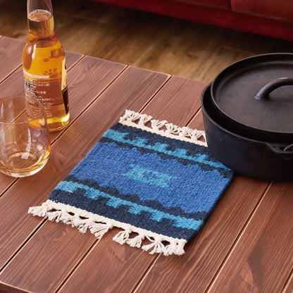 ウール100% 手織り鍋敷き アンシュ イーシュ 約20×20cm キリム 羊毛 キャンプ アウトドア(代引不可)