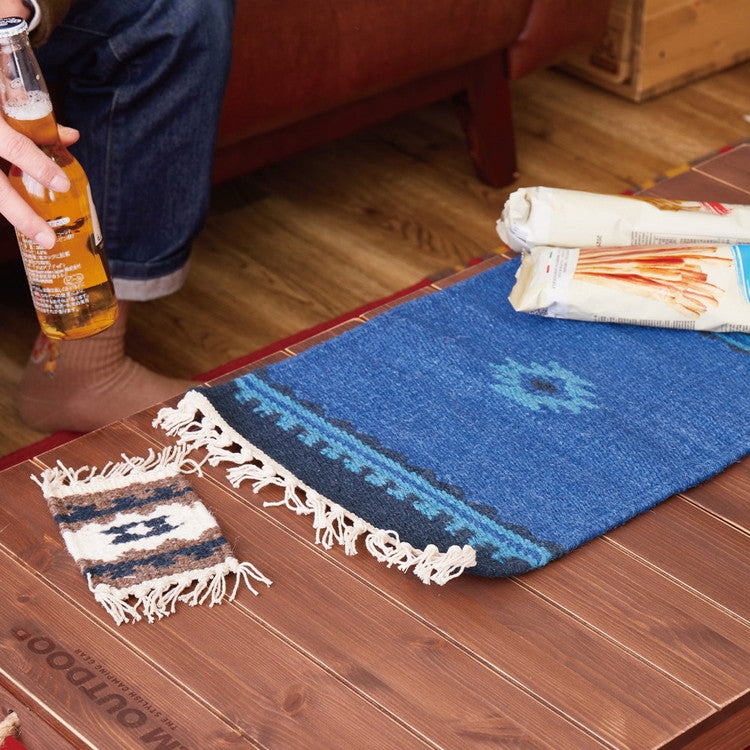 ウール100% 手織りテーブルマット アンシュ イーシュ 約32×45cm ランチョンマット キリム 羊毛 キャンプ アウトドア(代引不可)