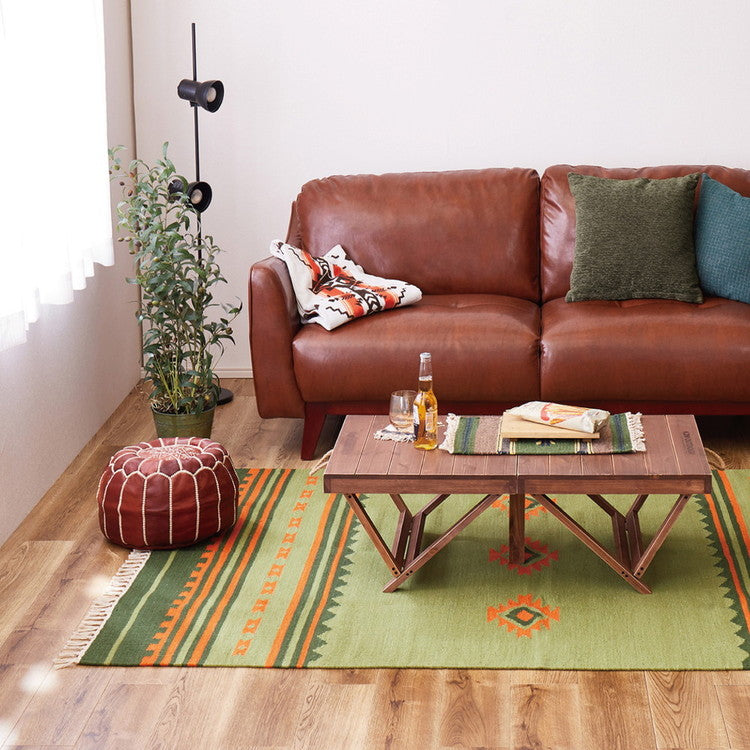 ウール100% 手織りラグ 約140×200cm アンシュ イーシュ 約2畳 ラグマット キリム 羊毛 キャンプ アウトドア(代引不可)