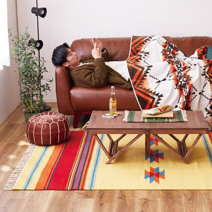 ウール100% 手織りラグ 約140×200cm アンシュ イーシュ 約2畳 ラグマット キリム 羊毛 キャンプ アウトドア(代引不可)