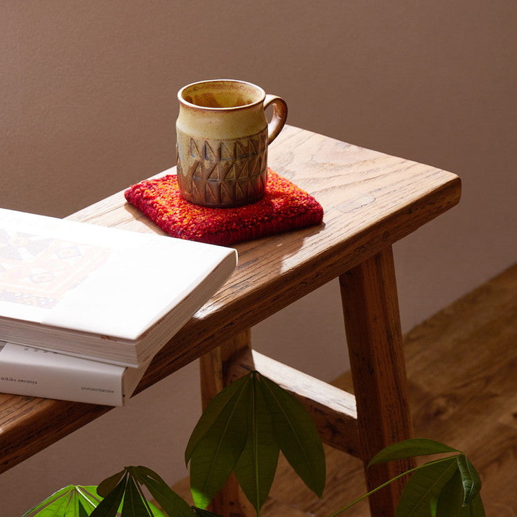 手織りのギャッベ コースター 10×10cm ギャベ ウール 手織り 壁飾り インド製 おしゃれ(代引不可)