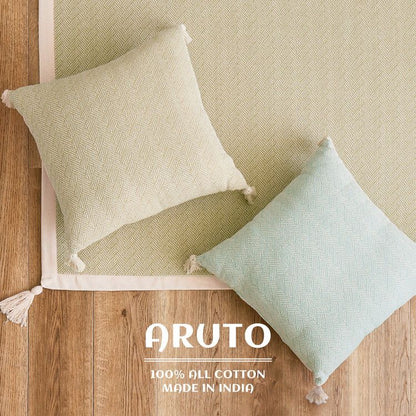 【2個組】 インド綿 背当てクッション アルト 約45×45cm ふっくら コットン100% タッセル付き(代引不可)