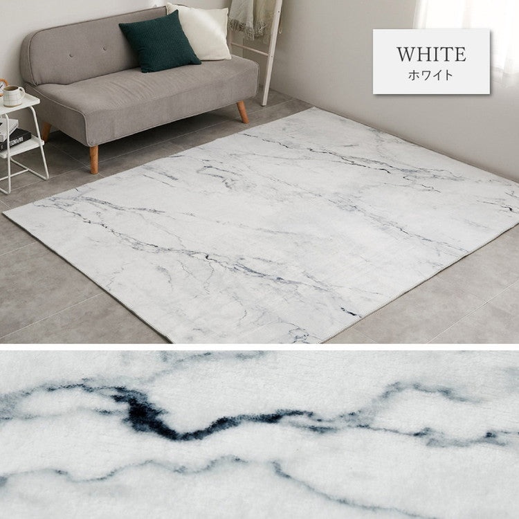 大理石調フランネルラグ 190×190cm 大理石柄 デザインラグ 床暖房対応 プリントラグ 石目調 マーブル調 シック モノトーン おしゃれ(代引不可)