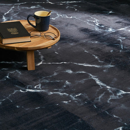 大理石調フランネルラグ 190×240cm 大理石柄 デザインラグ 床暖房対応 プリントラグ 石目調 マーブル調 シック モノトーン おしゃれ(代引不可)