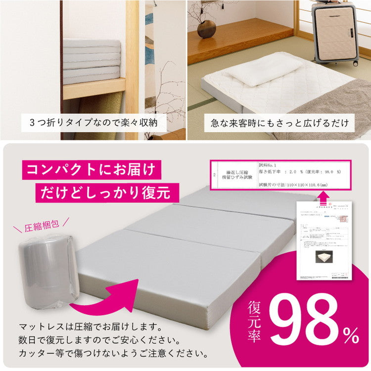 実用新案取得 ズレないマットレス PITARA ピタ—ら シングル S ずれない 三つ折り マットレス 高反発 折りたたみ ウレタン 寝具 敷布団 マットレス単品(代引不可)