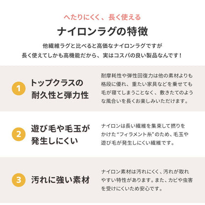 日本製 ナイロンラグ 直径130cm 防ダニ 抗菌防臭 防炎 制電 防音効果 ビビ 国産 ラグマット オールシーズン おしゃれ(代引不可)