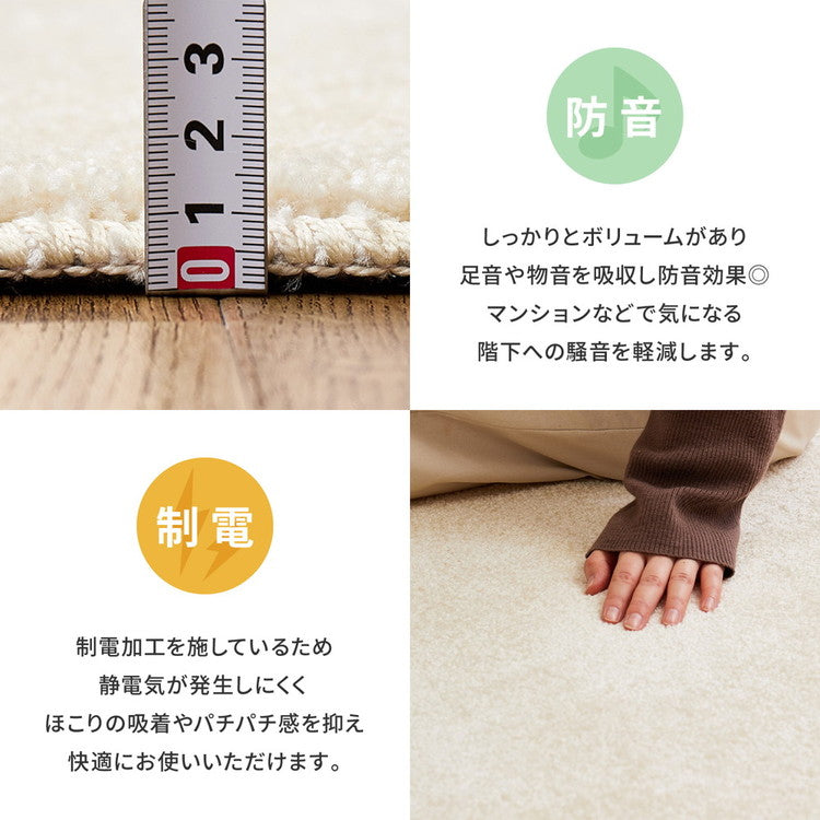 日本製 ナイロンラグ 190×190cm 防ダニ 抗菌防臭 防炎 制電 防音効果 くしゅふわラグ ララ 国産 ラグマット オールシーズン おしゃれ(代引不可)