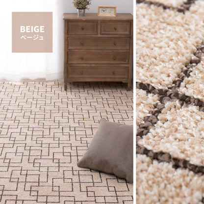 日本製 防ダニ 敷き詰めカーペット ウォール 江戸間8帖 8畳 抗菌 防臭 モダン ホテル柄 タフトカーペット ラグマット(代引不可)