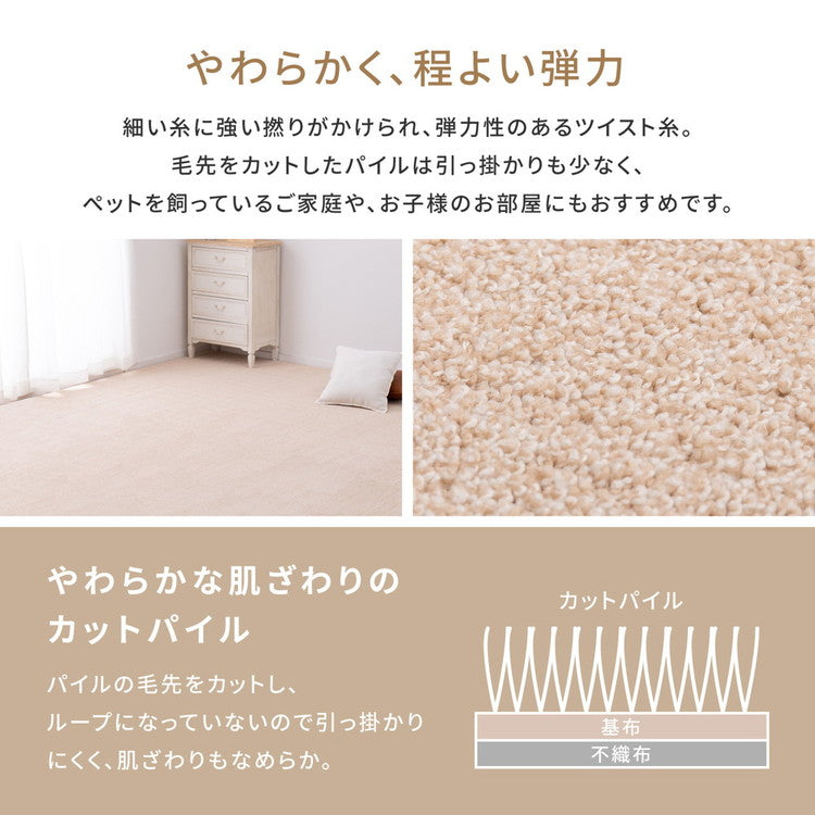 日本製 アース防ダニ・防虫 敷き詰めカーペット スティーマ 江戸間3畳 176×261cm 防ダニ 防虫 抗菌 防臭 防音 タフトカーペット ラグマット 萩原 おしゃれ(代引不可)