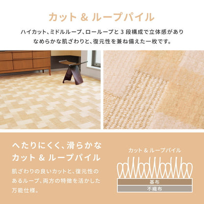 日本製 レトロかわいい 敷き詰めカーペット バール 江戸間3畳 176×261cm 昭和レトロ インテリア かわいい 可愛い 抗菌 防臭 ラグマット 絨毯 萩原 おしゃれ(代引不可)