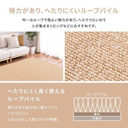 日本製 防炎ラベル付き 敷き詰めカーペット モーエン 江戸間6畳 261×352cm 防炎性試験合格 フリーカット タフトカーペット 抗菌 防臭 平織リ ラグマット 萩原 おしゃれ(代引不可)