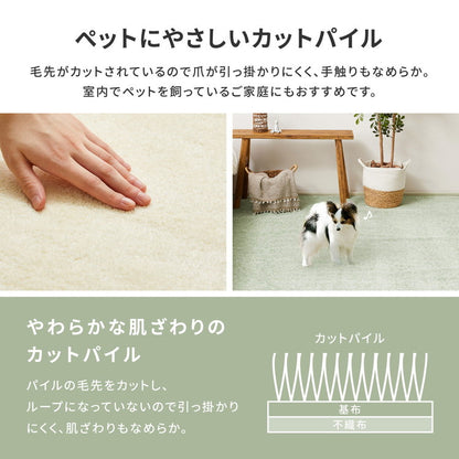 日本製 8大消臭 ペットにおすすめ 敷き詰めカーペット 江戸間3畳 176×261cm 国産高機能カーペット リクリア 爪のかからないカットパイル 犬 いぬ 猫 ねこ ネコ(代引不可)