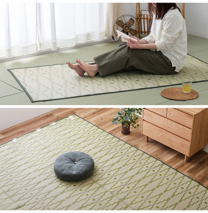 洗える い草風カーペット 柳 江戸間4.5畳 261×261 花ござ 洗えるラグ 柄上敷き PP素材で水に強い 屋内 屋外 レジャーシート 和風 和モダン シンプル おしゃれ(代引不可)