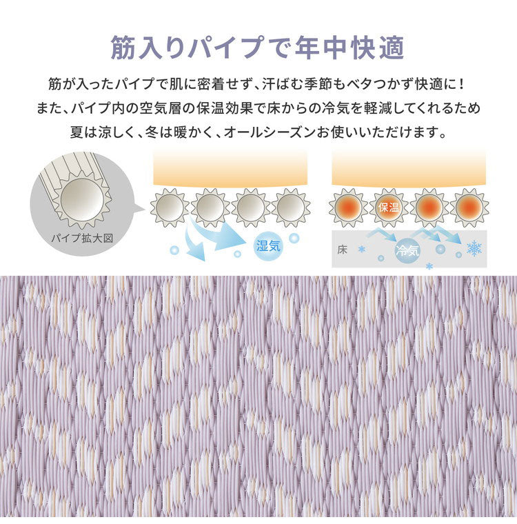 大人かわいい 洗える い草風カーペット パスラッシュ PP 江戸間3畳 174×261 花ござ 洗えるラグ 柄上敷き PP素材で水に強い 屋内 屋外 レジャーシート おしゃれ(代引不可)