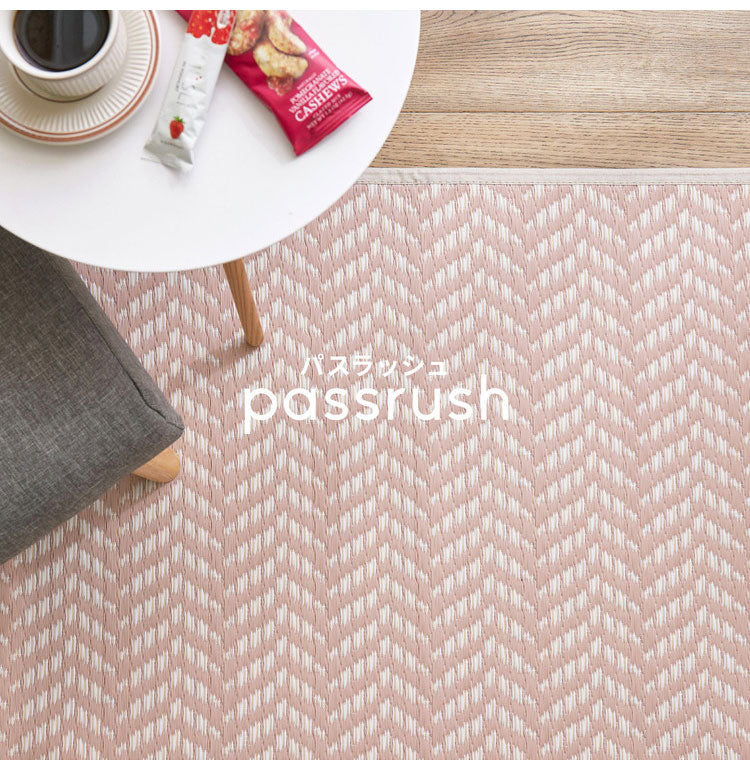 大人かわいい 洗える い草風カーペット パスラッシュ PP 江戸間3畳 174×261 花ござ 洗えるラグ 柄上敷き PP素材で水に強い 屋内 屋外 レジャーシート おしゃれ(代引不可)