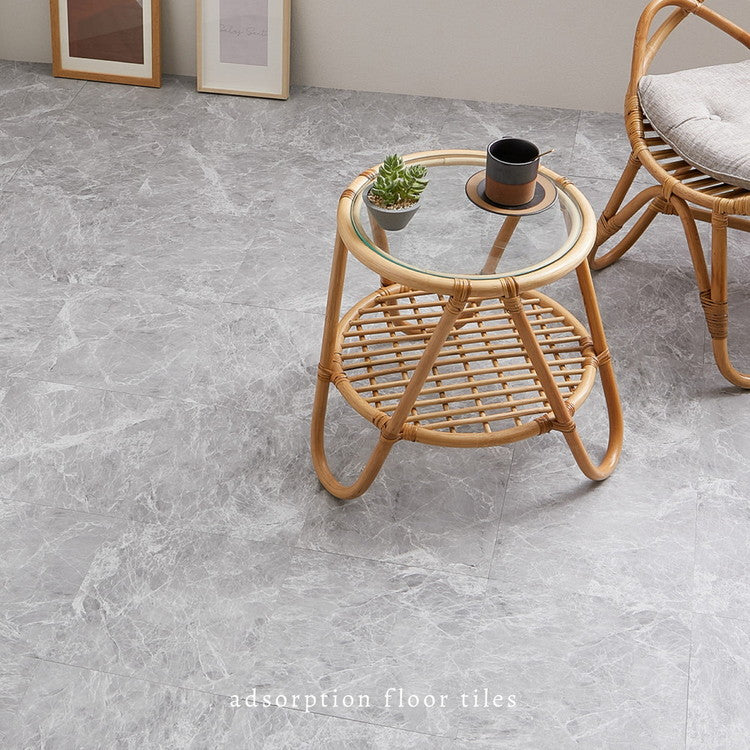 【20枚入】 貼ってはがせるストーン調フロアタイル 30.5×30.5cm 【約1畳】 大理石調 モノトーン おしゃれ DIY フロアマット 床材 吸着タイプ 韓国インテリア 賃貸 フロアシート 置くだけ(代引不可)