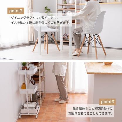 日本製 防炎 抗菌 防カビ 水拭きできるクッションフロア 182×300cm ラグ ダイニングラグ 拭ける フロアシート フローリングマット DIY 大理石 木目 タイル柄 おしゃれ(代引不可)