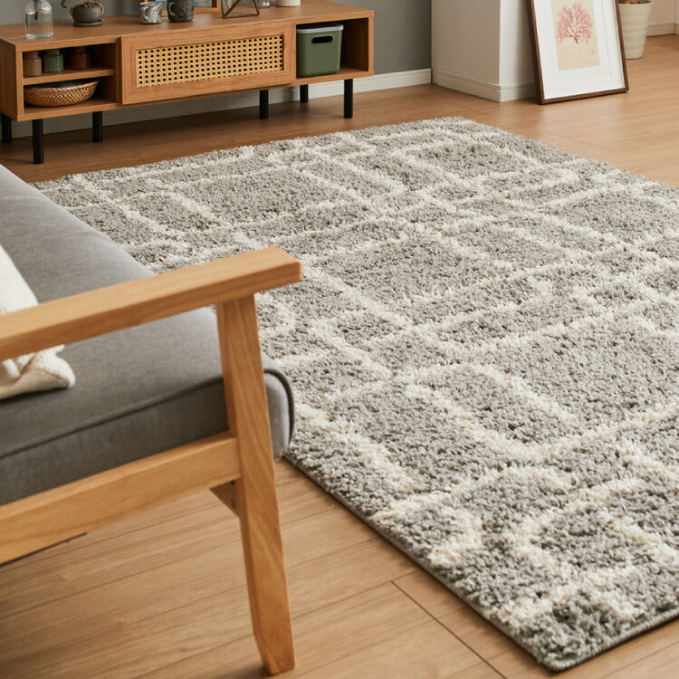 ラグ 130×190cm 厚手 シャギーラグ 幾何学 モダン ウィルトン織り カーペット ラグマット ウィルトンラグ ホットカーペット・床暖房OK 可愛い かわいい おしゃれ(代引不可)