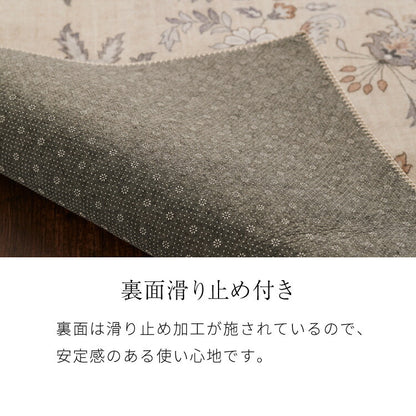 洗えるラグ 190×190cm オリエンタル柄 シャビー シック カーペット ペルシャ絨毯風 デザインラグ ソフトフランネル ラグマット ホットカーペット・床暖房OK 可愛い(代引不可)