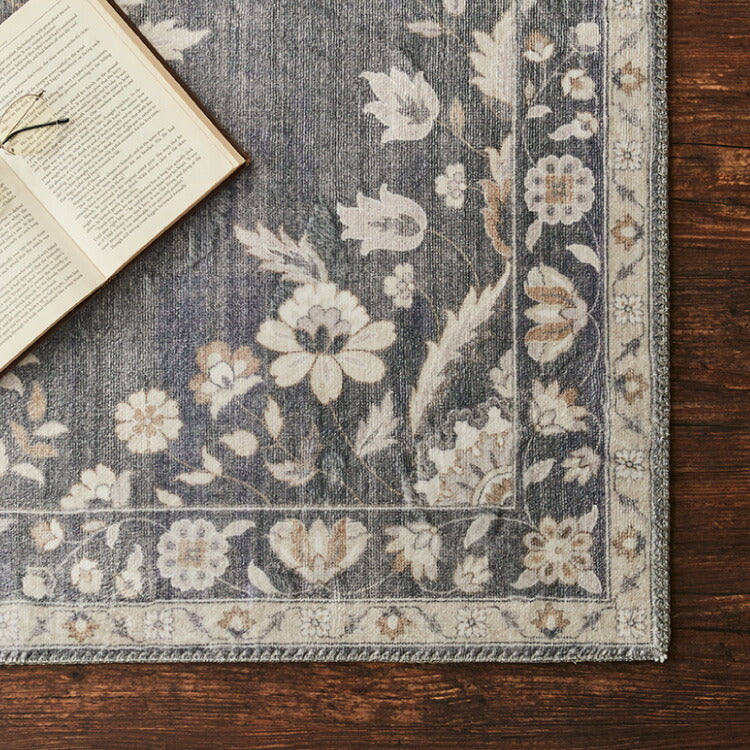 洗えるラグ 190×240cm オリエンタル柄 シャビー シック カーペット ペルシャ絨毯風 デザインラグ ソフトフランネル ラグマット ホットカーペット・床暖房OK 可愛い(代引不可)