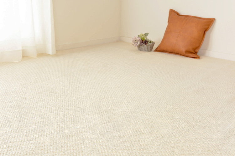 平織りカーペット 畳物ラグ ミスティ 江戸間8畳 約352×352cm フリーカット 無地 シンプル ナチュラル 敷き詰めカーペット 絨毯 グレー アイボリー 子ども部屋 キッズルーム 萩原 おしゃれ 北欧(代引不可)