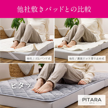 実用新案取得 ズレないマットレス 敷きパッド 2点セット PITARA ピタ―ら シングル S ゴムなし ずれない 置くだけ シーツ 三つ折り 高反発 ウレタン マットレス セット(代引不可)