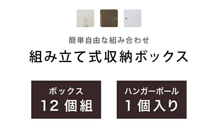 収納ボックス 組み立て式 12個組 ハンガーポール1個付き 大容量 組み立て自由 簡単 コンパクト 防塵 防カビ 防水 収納棚 省スペース おしゃれ 1人暮らし 新生活 収納 収納家具 クローゼット オープンラック