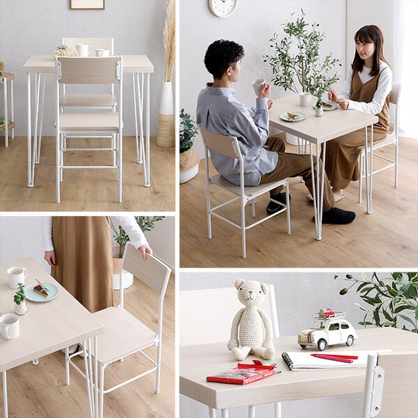 さわやかな背もたれ付きオシャレダイニング3点セット ダイニングテーブル さわやか ホワイトテーブル チェア 背もたれ付き 2人掛け 3点セット(代引不可)