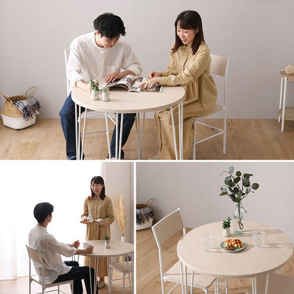 さわやかな円形ダイニング3点セット ダイニング ダイニングテーブル 幅80cm ホワイトオーク ダイニングチェア 椅子 テーブル シンプルデザイン 木目調 丸テーブル(代引不可)