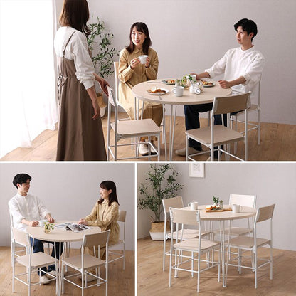 さわやかな円形ダイニング5点セット ダイニング ダイニングテーブル 幅90cm ホワイトオーク ダイニングチェア 椅子 テーブル シンプルデザイン 木目調 丸テーブル(代引不可)