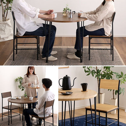 ヴィンテージ円形ダイニング3点セット ダイニング ダイニングテーブル 幅80cm ダイニングチェア 椅子 テーブル シンプルデザイン 木目調 丸テーブル 座り心地快適 安全設計(代引不可)