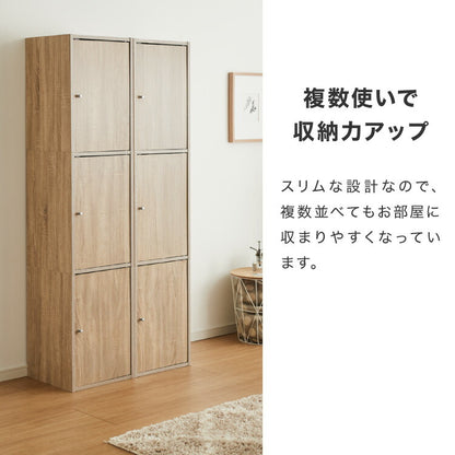 収納ボックス カラーボックス ボックス 3ドア 収納 収納ケース 扉取り外し可能 ラック 本棚 収納ラック オープンラック ハイタイプ 扉付き ドア付き カラボ 木目調 可動棚
