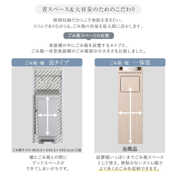 さわやかなごみ箱一体型食器棚 ごみ箱1つタイプ 食器棚 ゴミ箱上収納 キッチン ダイニング ゴミ箱 食器収納 収納 収納棚(代引不可)