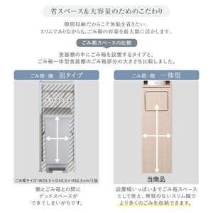 さわやかなごみ箱一体型食器棚 ごみ箱1つタイプ 食器棚 ゴミ箱上収納 キッチン ダイニング ゴミ箱 食器収納 収納 収納棚(代引不可)